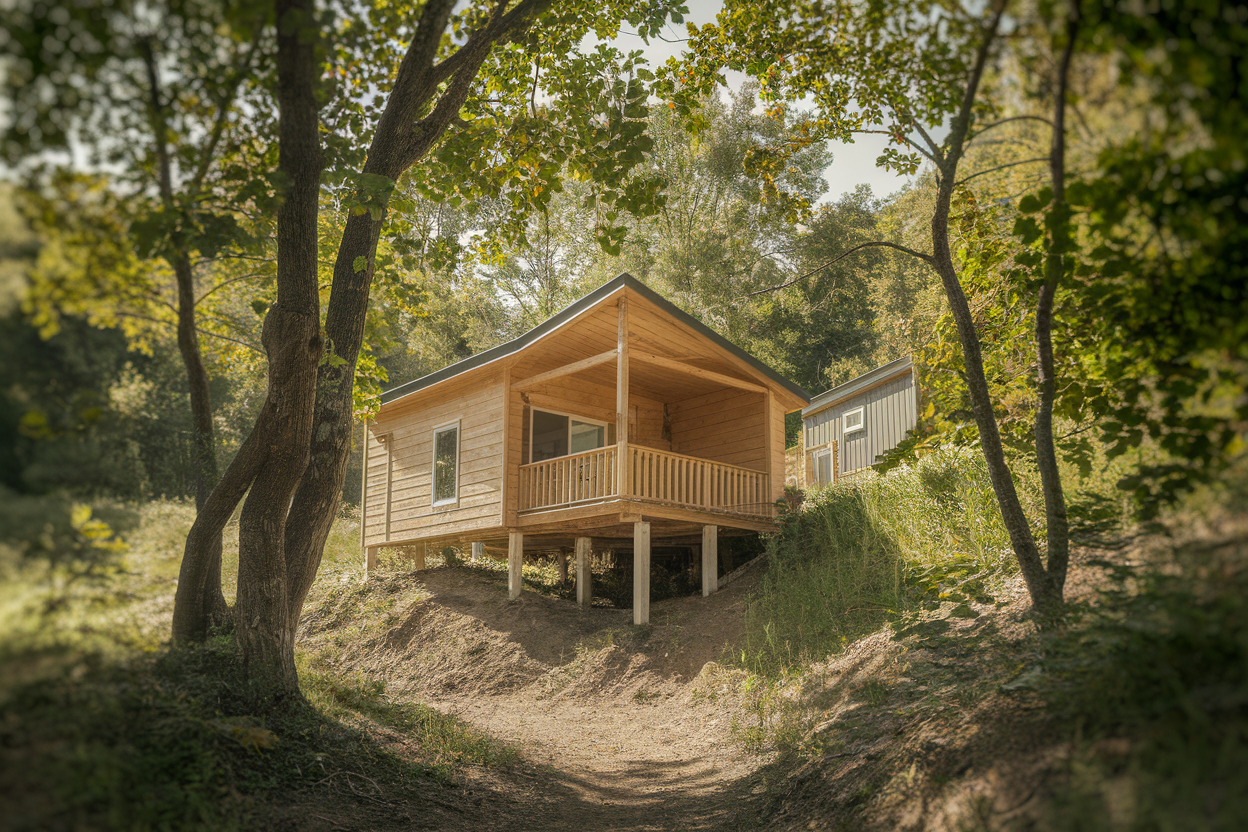 chalet-pilotis-foret-verdoyante